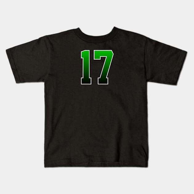 Green Number 17 Kids T-Shirt by Ericokore